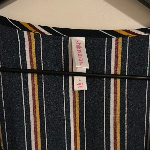 Xhilaration Navy Striped Tie-Front Blouse - Picture 3 of 4